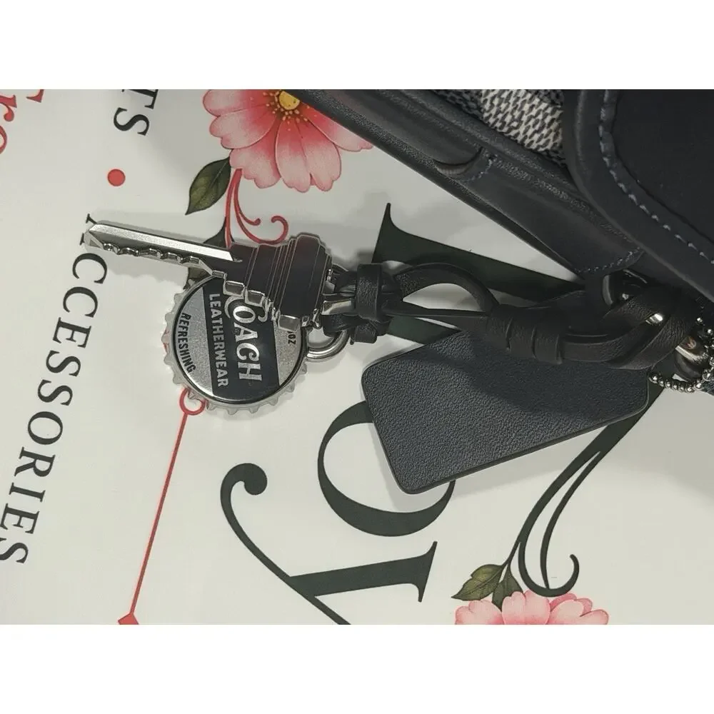 B15-5 COACH Racer Crossbody Bag Signature Canvas W Charms CEB25 Blue Denim/Chalk